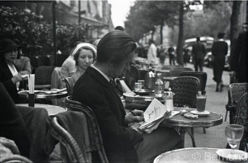 Traditional French café scene with elegant coffee service
