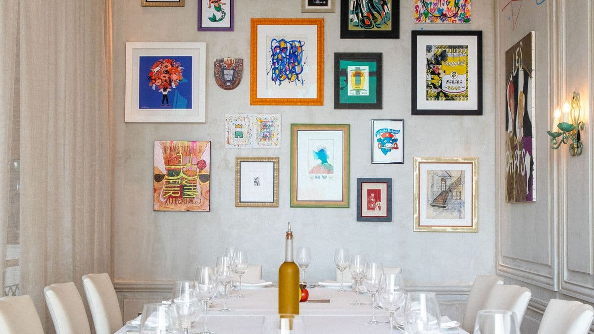 Gallery wall in French dining room