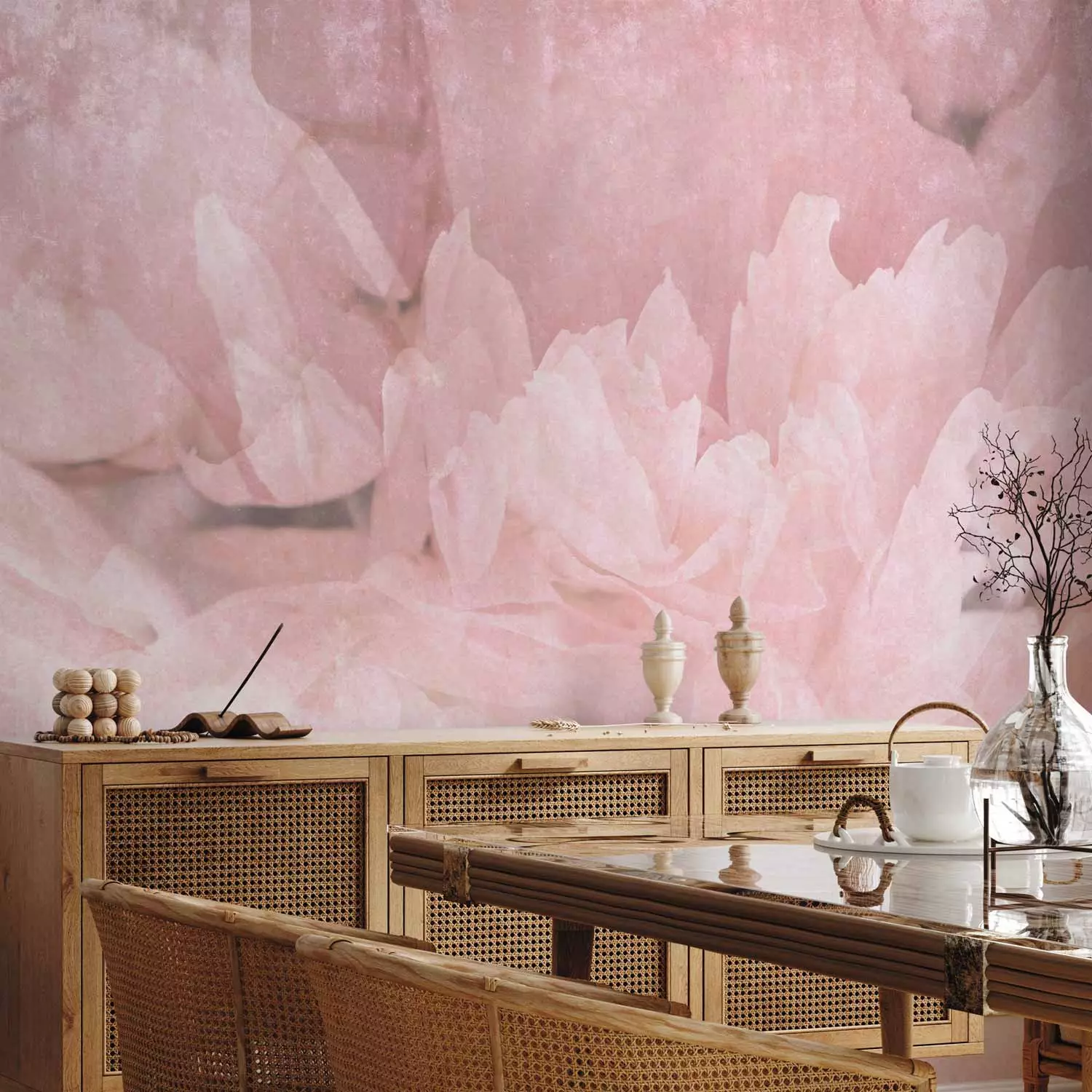 Interior with Monet-inspired petal pink accents